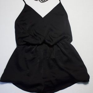 Satin halter tie romper